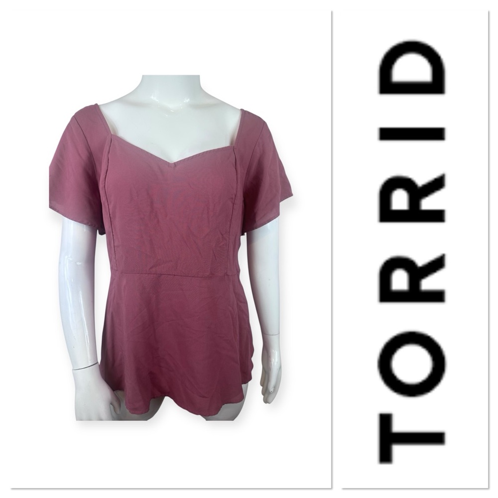 Torrid challis peplum sweetheart pink top size 2-2X/18-20